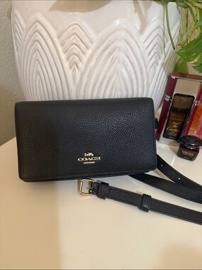 Coach Black Pebbled Leather belt  Bag - Signature Logo